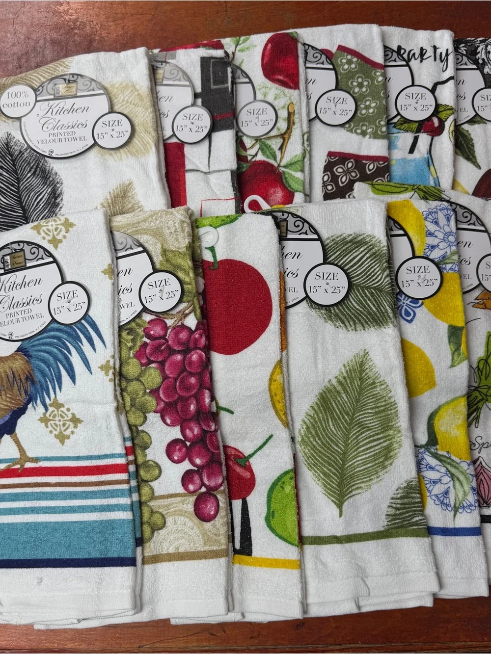 100% Cotton Printed Kitchen Towels – 12-Piece Set